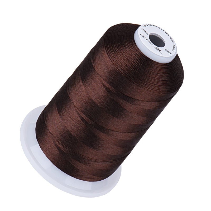 Simthread 5500Yds Embroidery Thread, 5000M High-Yardage 40WT 100% Polyester Thread - 170+ Vivid Colors, High-Speed Rated - Compatible with Brother, Singer, Janome & More - Dark Brown 058 - Image 1